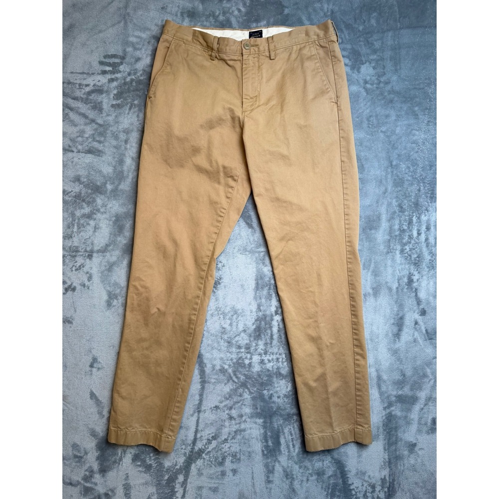 J.Crew Broken-In Chino Pants Mens 33x32 Khaki Tan Straight Leg Cotton Twill 770